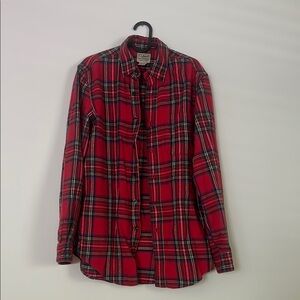 L.L. Bean Red Plaid Casual Button Down Shirt